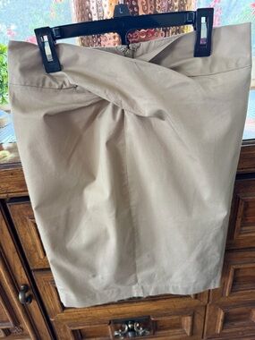 Michael Kors Beige Twist-Front Pencil Skirt